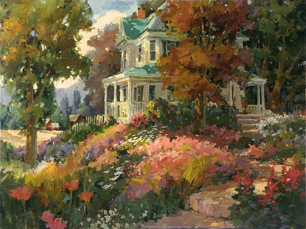 1024x768 Free download farm house garden wallpaper HD wallpaper