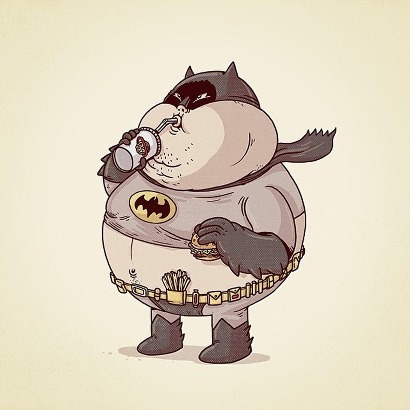 1600x1600 Batman Fat Superhero Dc Comics Comics Cartoon Wallpaper