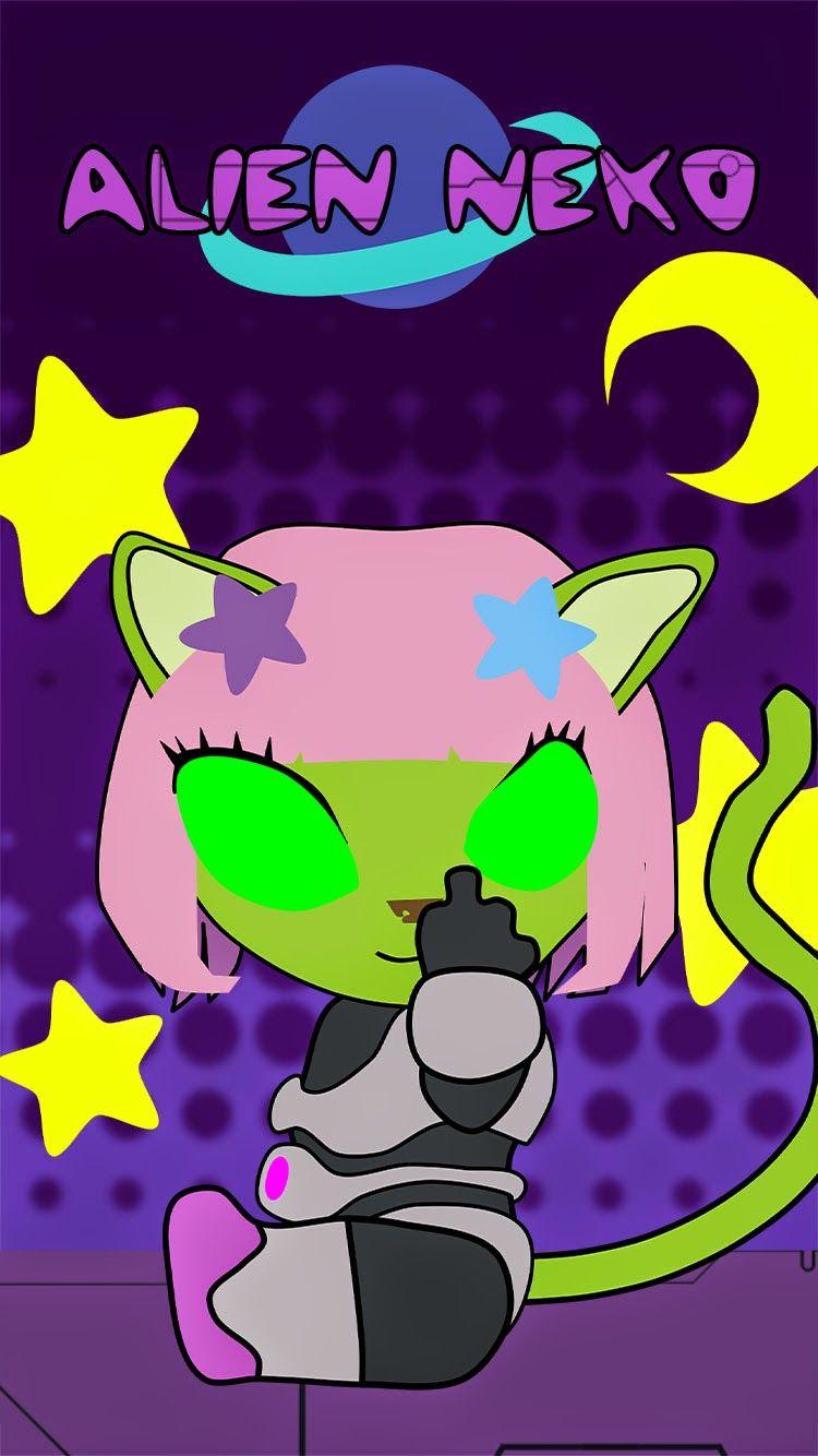 750x1334 Alien Neko: Cute and scary iPhone 6 Wallpaper