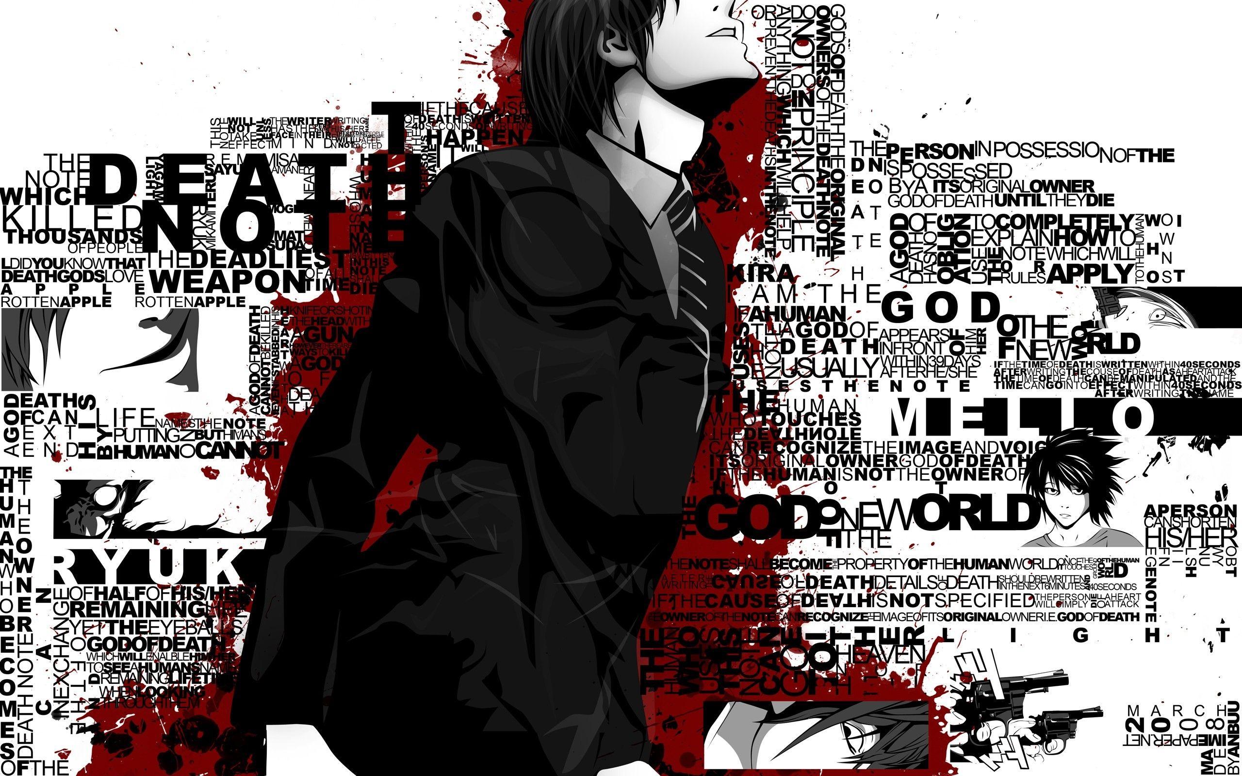2560x1600 Light Yagami with lyrics Note Anime Wallpaper 2k