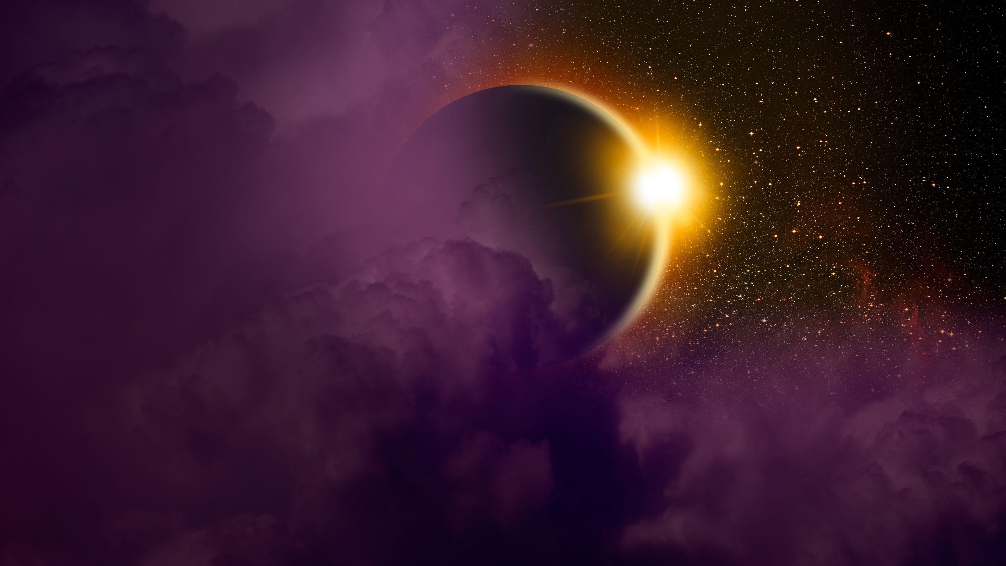 3840x2160 Wallpaper Solar eclipse, planet, light, space 3840x2160 UHD