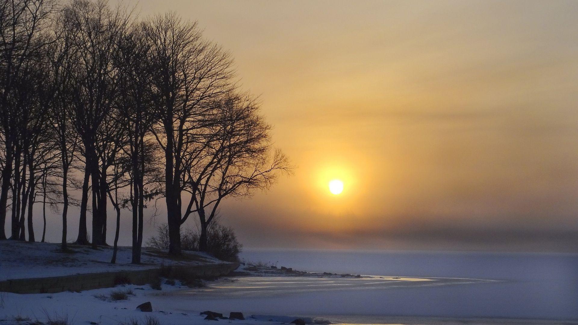 1920x1080 Download wallpaper 1920x1080 winter, lake, ice, snow, trees