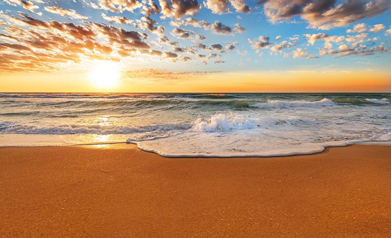 1280x780 Photos Beach Sea Sun Ocean Nature Sky Sunrises and sunsets
