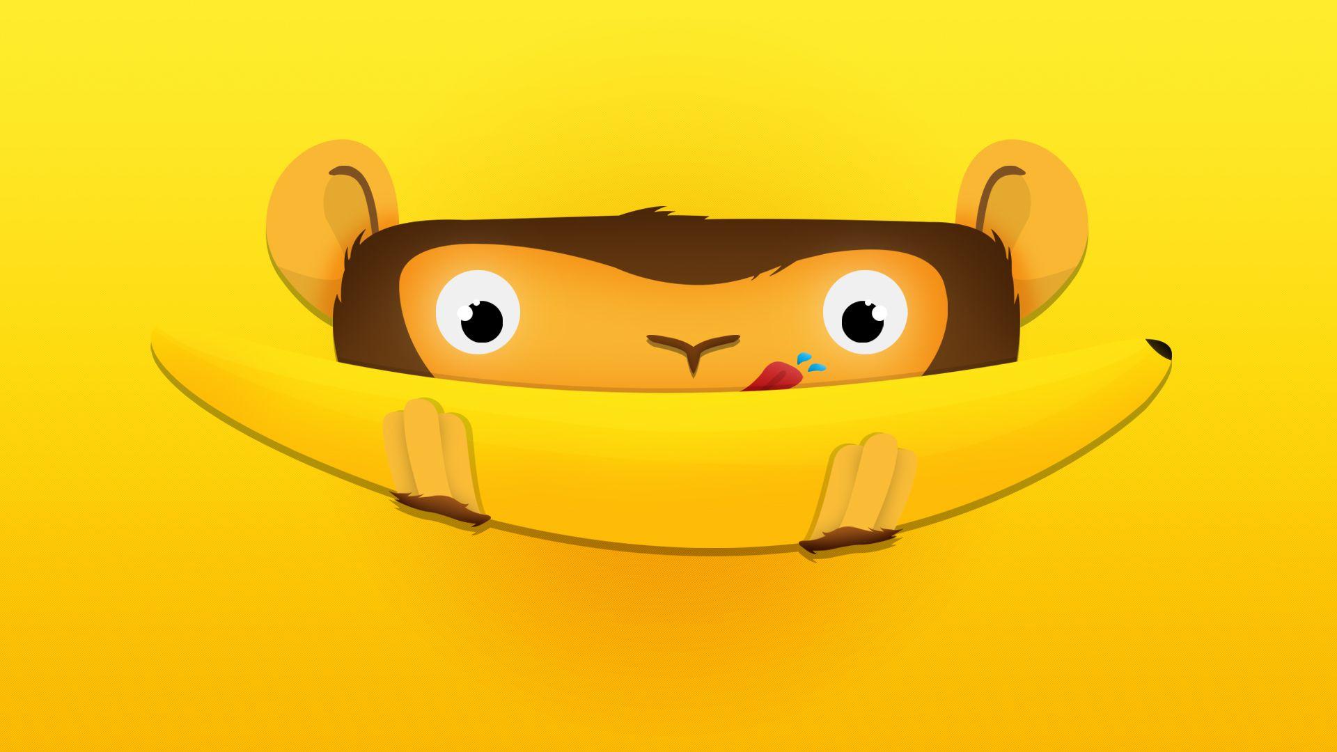 1920x1080 Monkey White Banana Picture Wallpaper