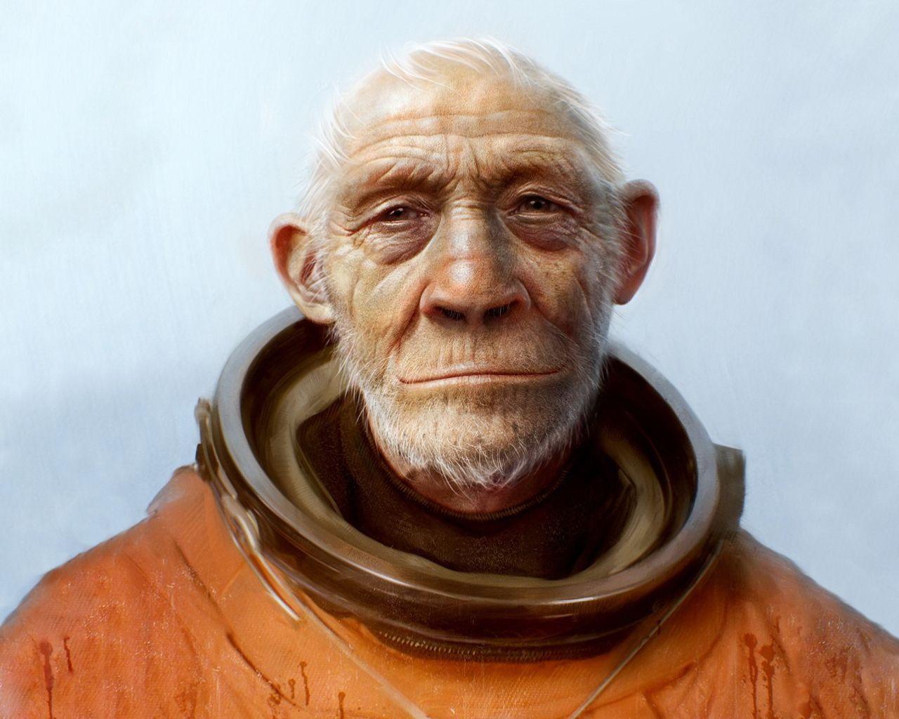 1280x1024 Old Man Astronaut Wallpaper