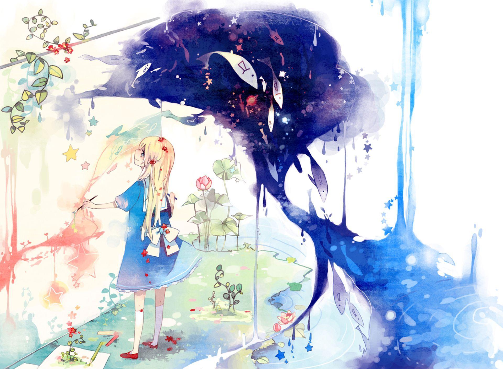 1920x1408 Anime Watercolor Wallpaper