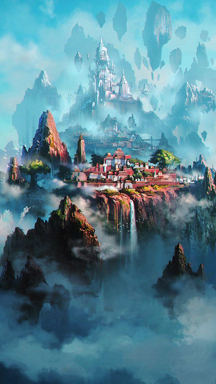 750x1334 Cloud Town Fantasy Anime Liang Xing Illustration Art