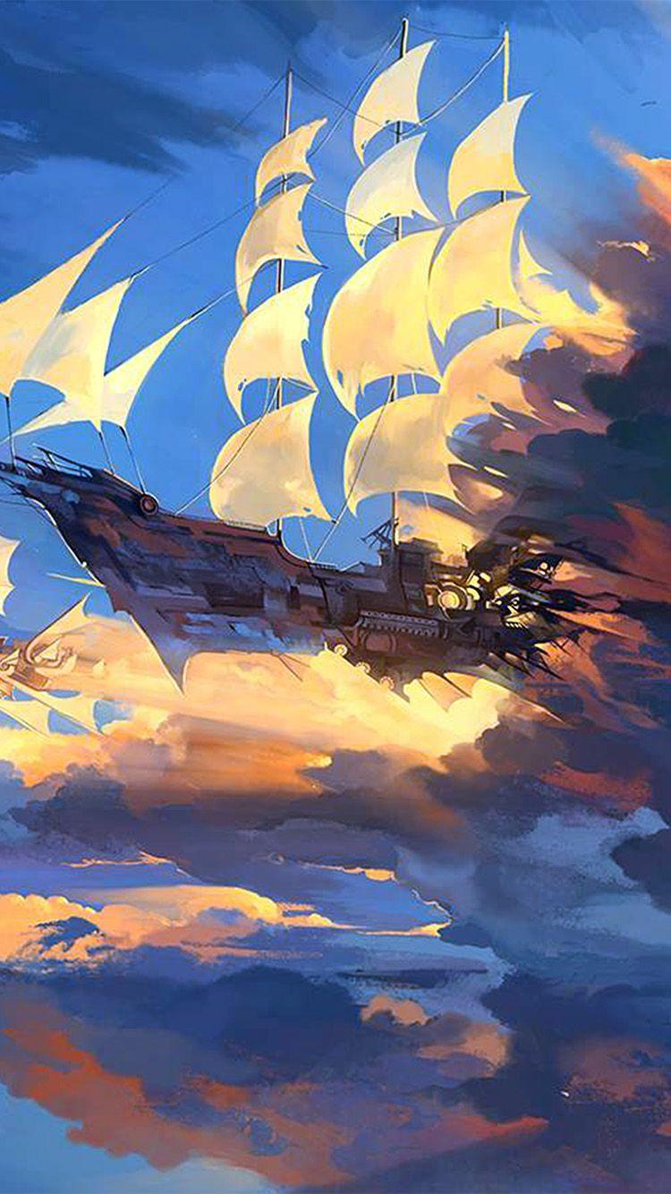 750x1334 iPhone 8 wallpaper. fly ship anime