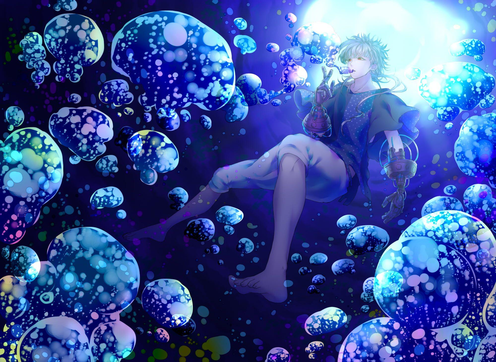 2000x1462 Man Smoking Underwater Illustration HD Wallpaper Guy
