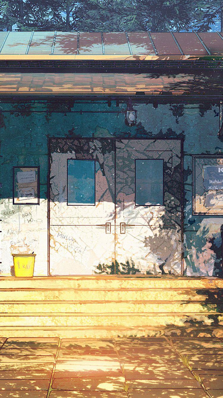 750x1334 Camp Wood House Anime Illustration Art Arseniy