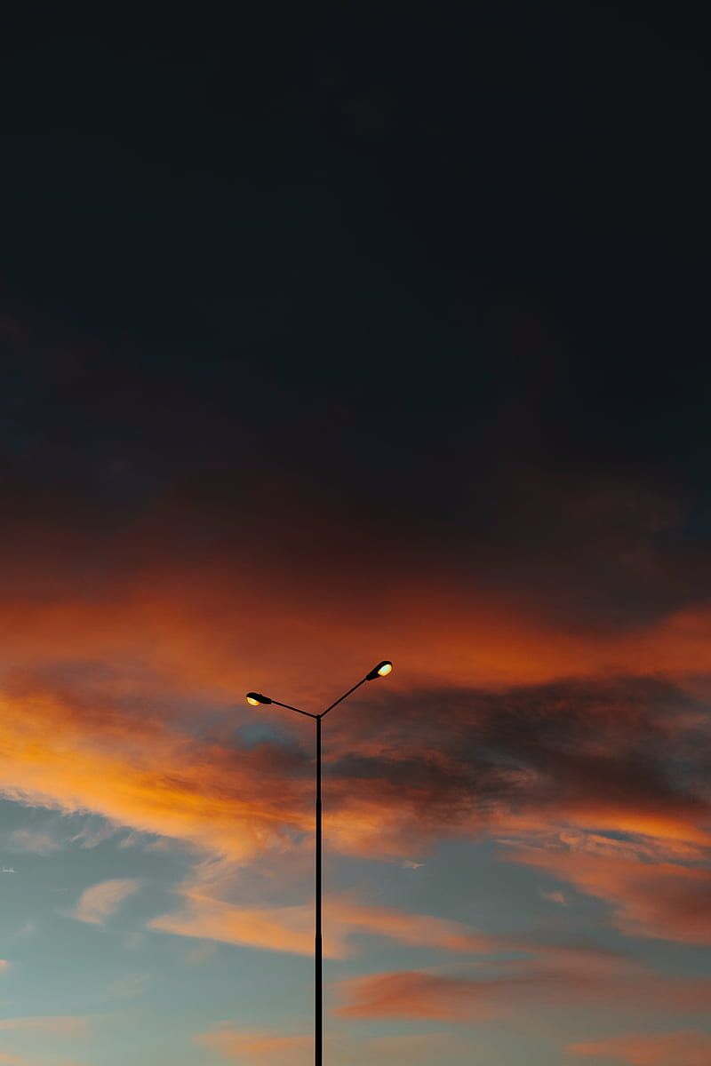 800x1200 Lamppost, clouds, dusk, evening, HD