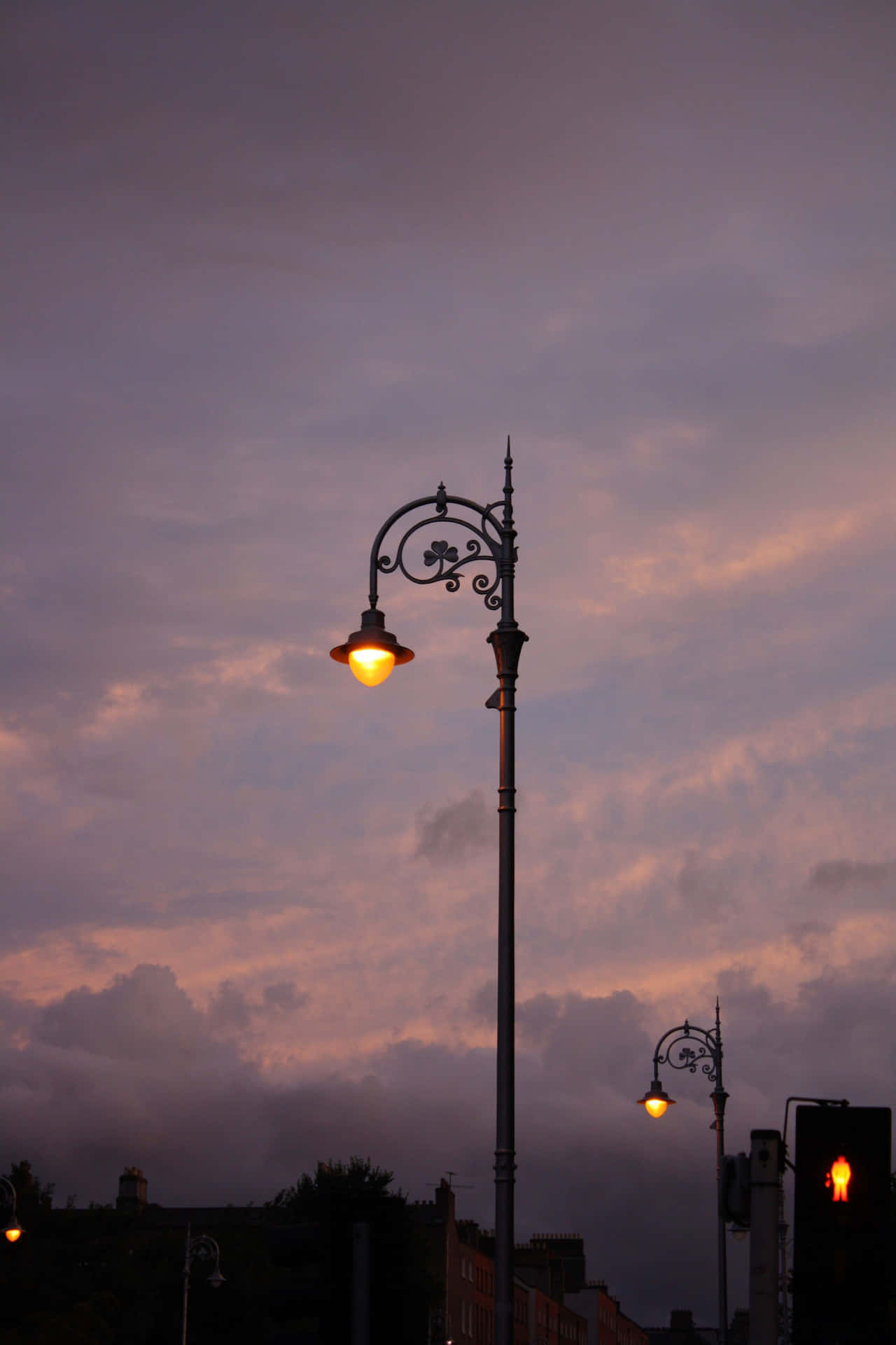 1280x1920 Twilight Lamp Posts Aesthetic Wallpaper