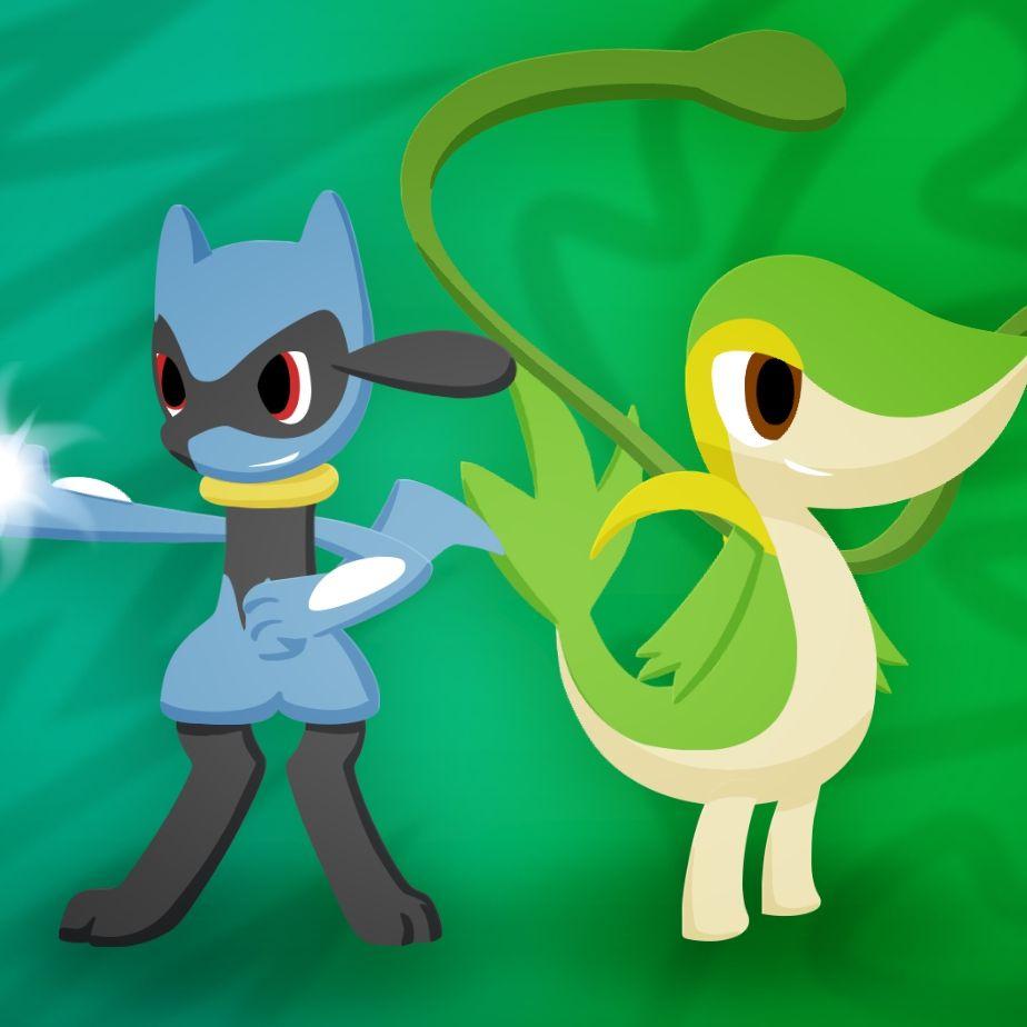 924x924 Riolu And Snivy, HD Wallpaper & background