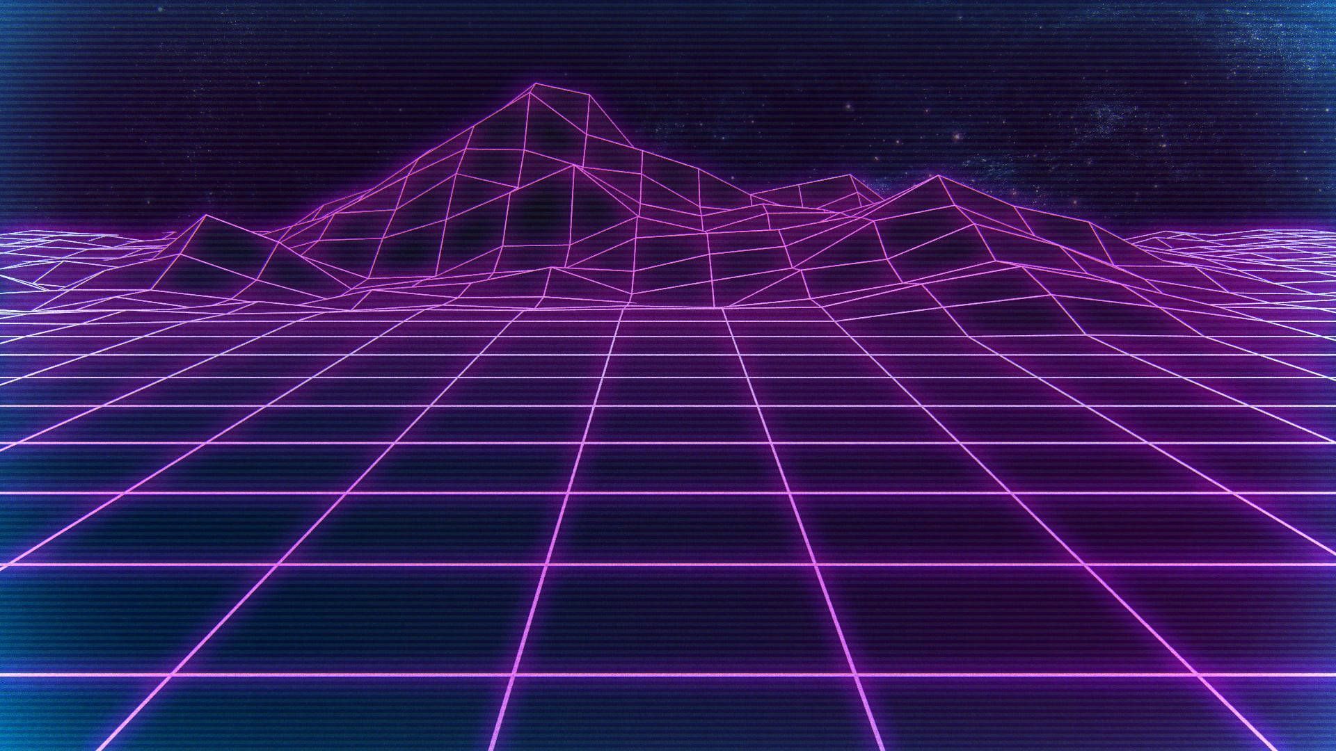 1920x1080 Neon Purple Retro Grid Wallpaper
