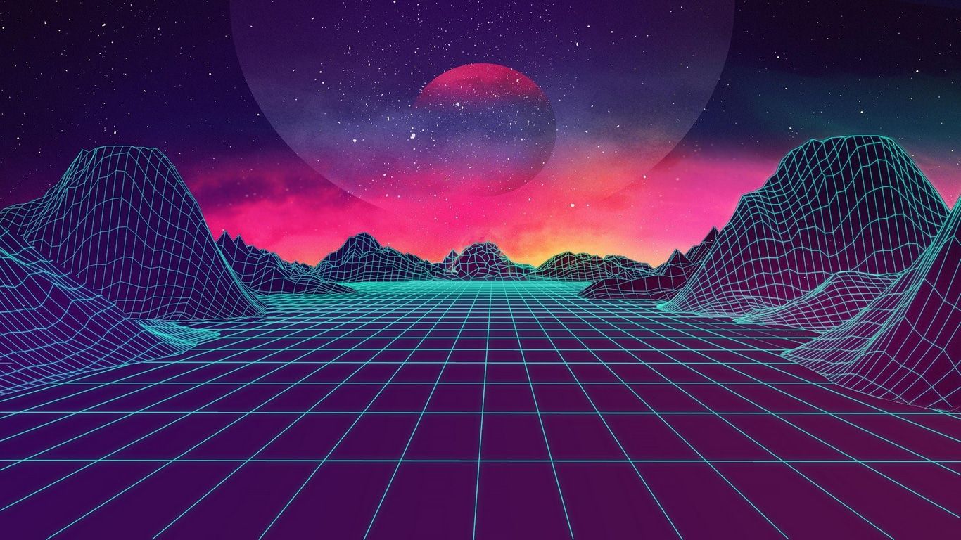 1366x768 Retrowave, neon, artwork, digital art
