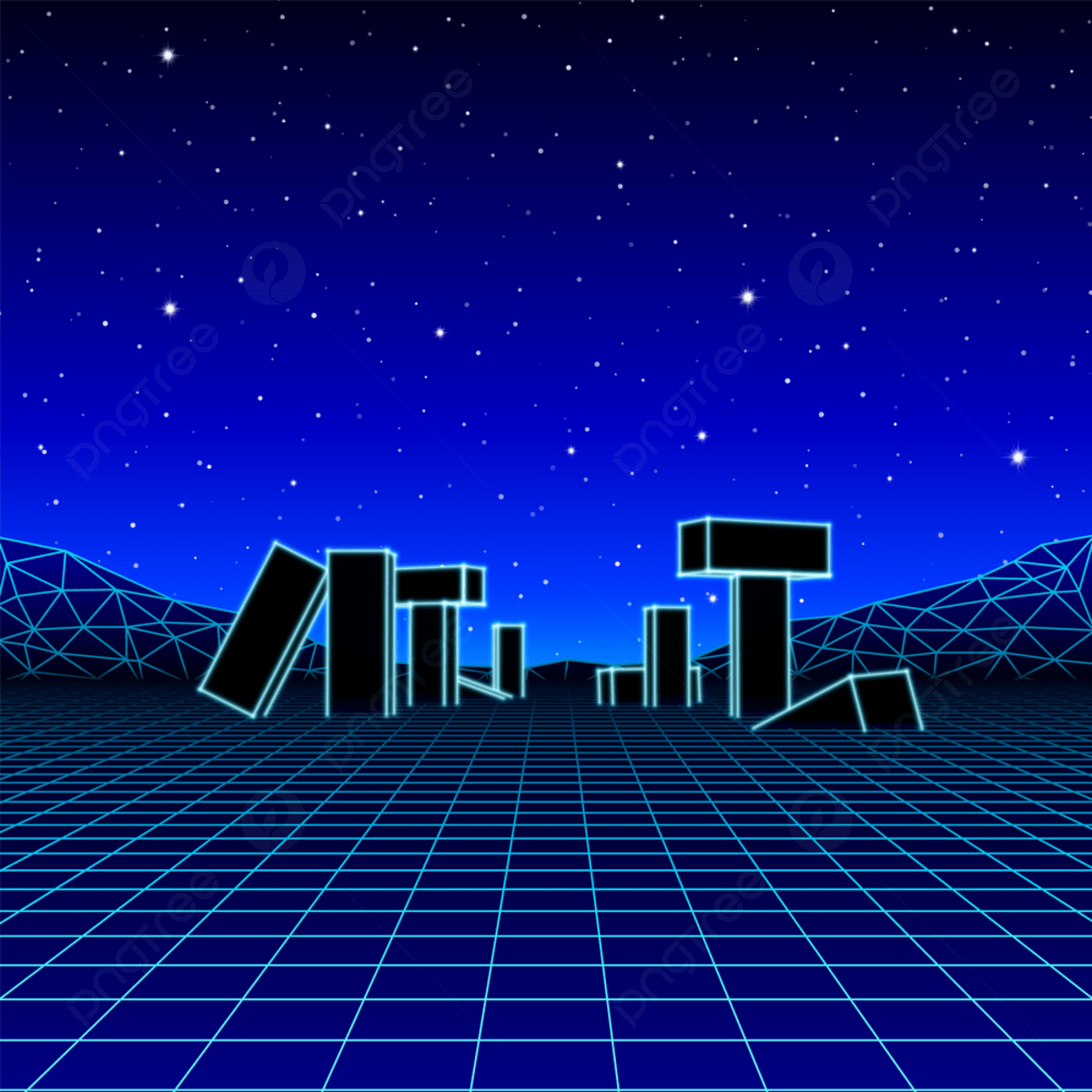 1200x1200 Neon Grid Landscape With 80s Retro Wave