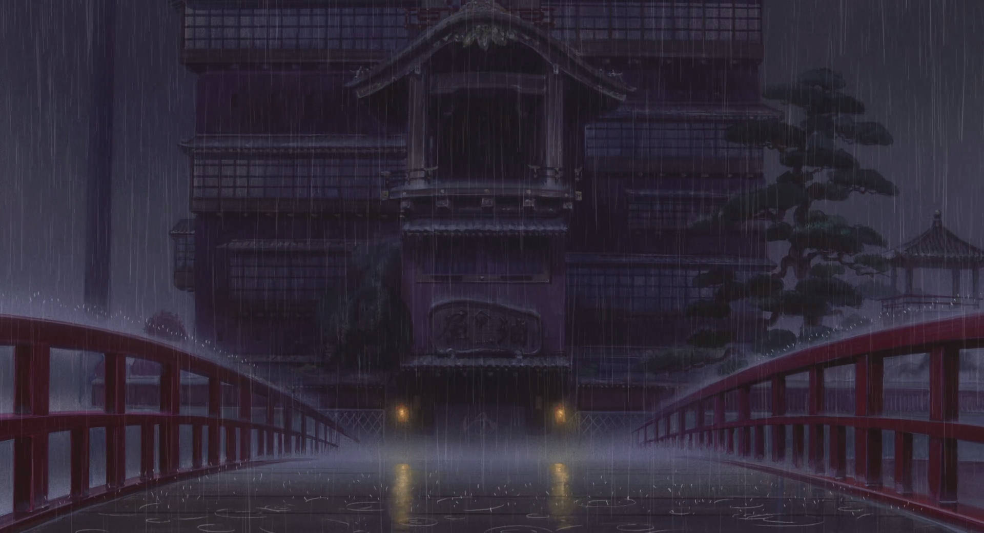 1920x1040 Raining On Bathhouse Spirited Away