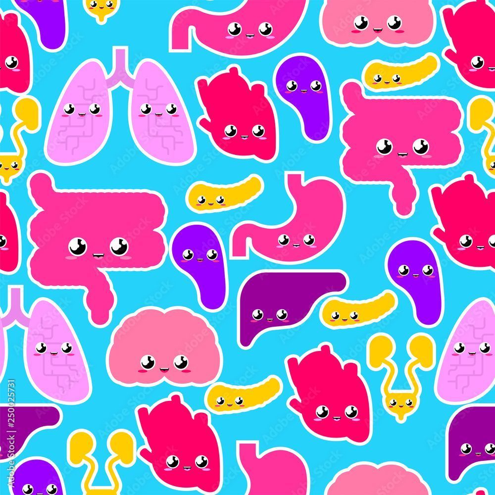 1000x1000 Cute Human Internal organs pattern