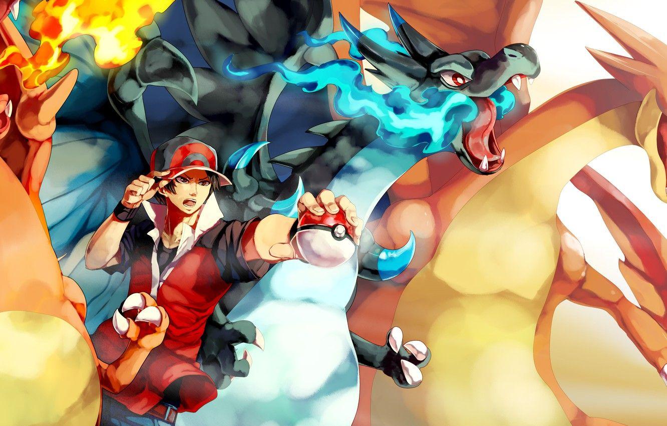 1332x850 Wallpaper flame, game, anime, wings, boy, dragon, fang