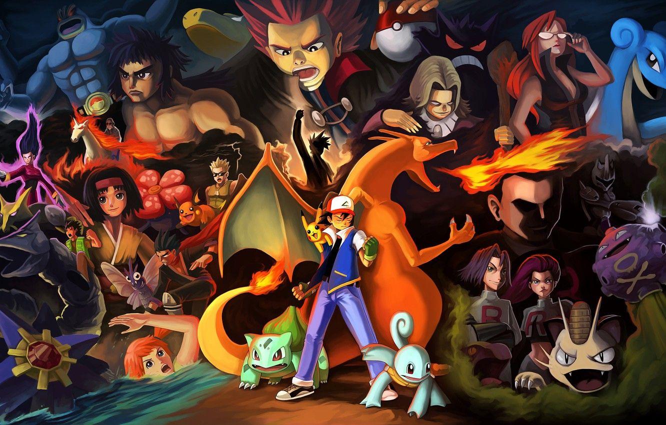 1332x850 Wallpaper game, Misty, anime, James, Nintendo, dragon, asian, Pokemon, pokeball, manga, japanese, Pikachu, kimono, oriental, asiatic, sugoi image for desktop, section сёнэн