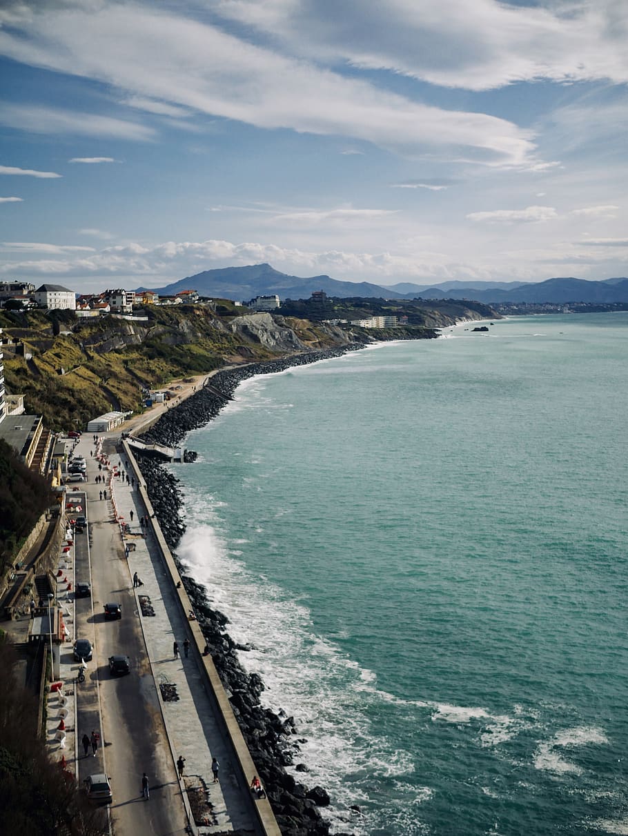910x1212 ocean, landscape, wallpaper, mountains