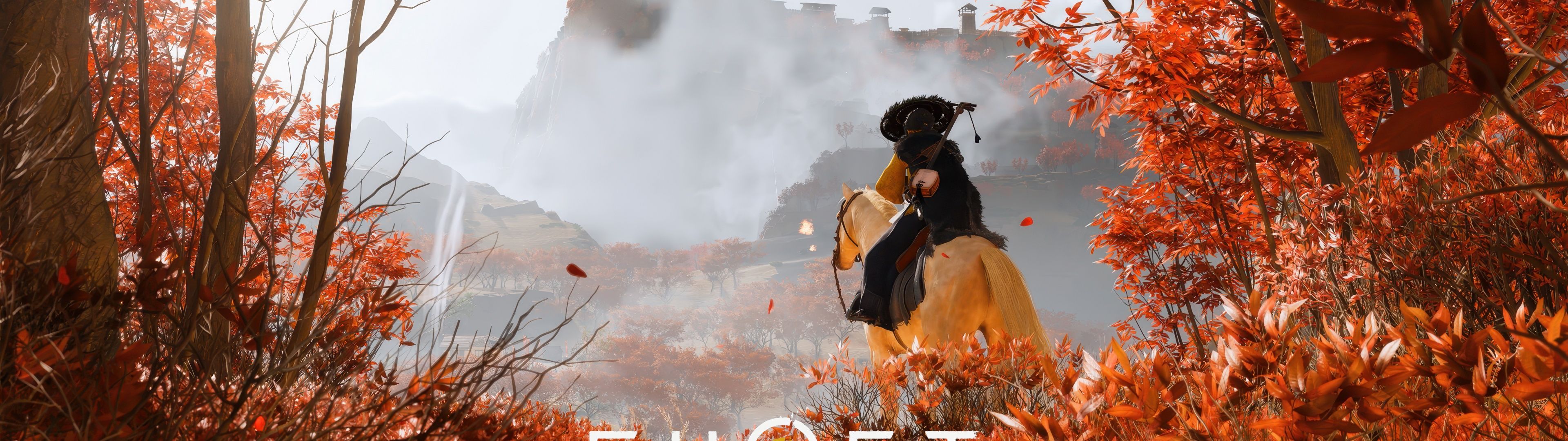 3840x1080 Ghost of Yotei Wallpaper 4K, Autumn
