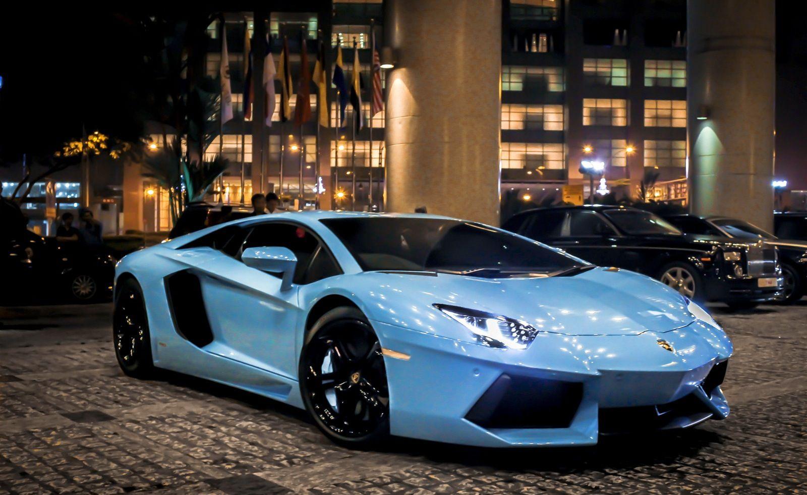 Baby Blue Lamborghini Aventador