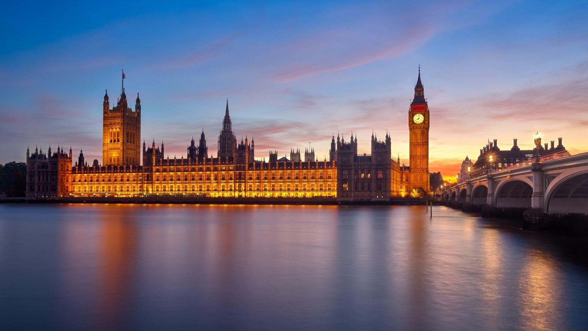 1920x1080 Wallpaper london, england, river, thames, evening, bridge, city, big