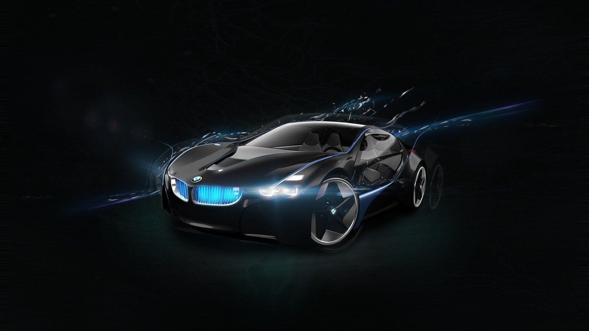 1920x1080 Full HD Wallpaper bmw front view concept car glow neon, Desktop
