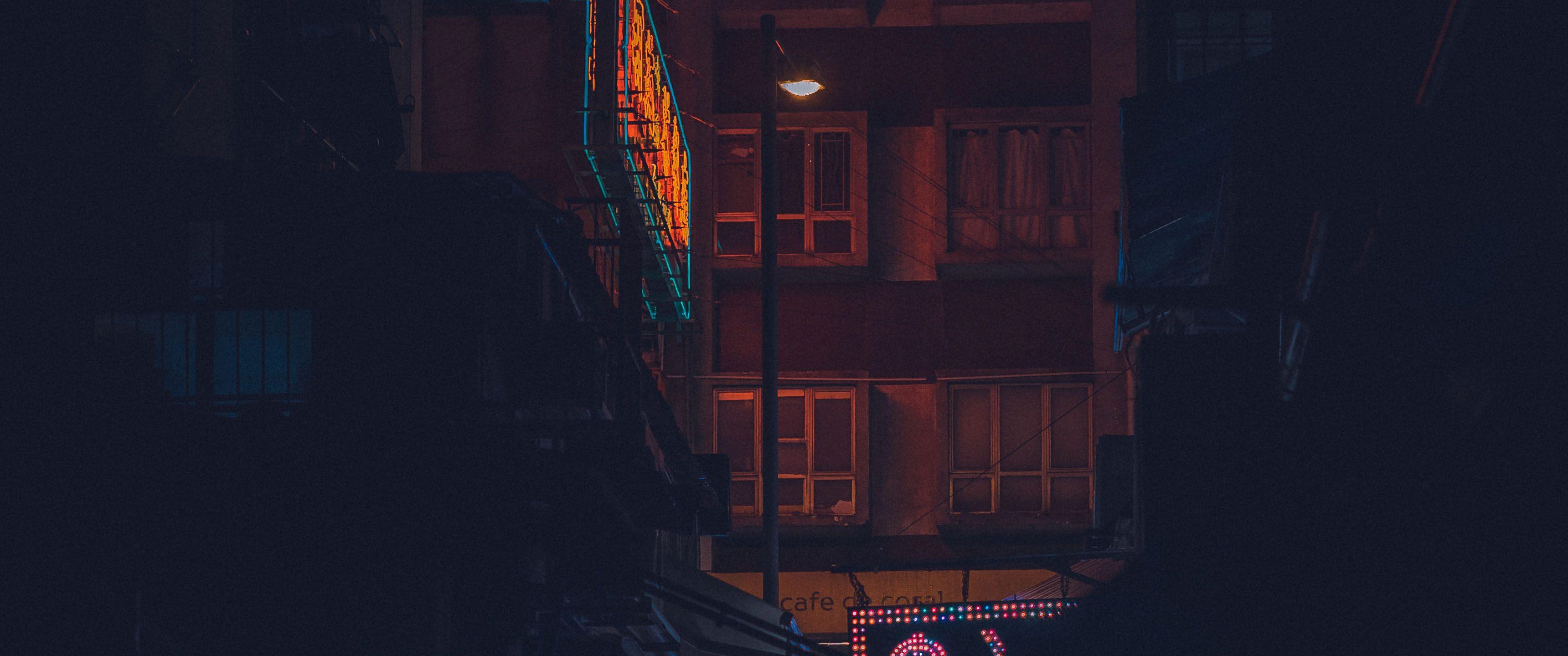 3440x1440 Neon Alley 21:9 Wallpaper. Ultrawide Monitor 21:9 Wallpaper