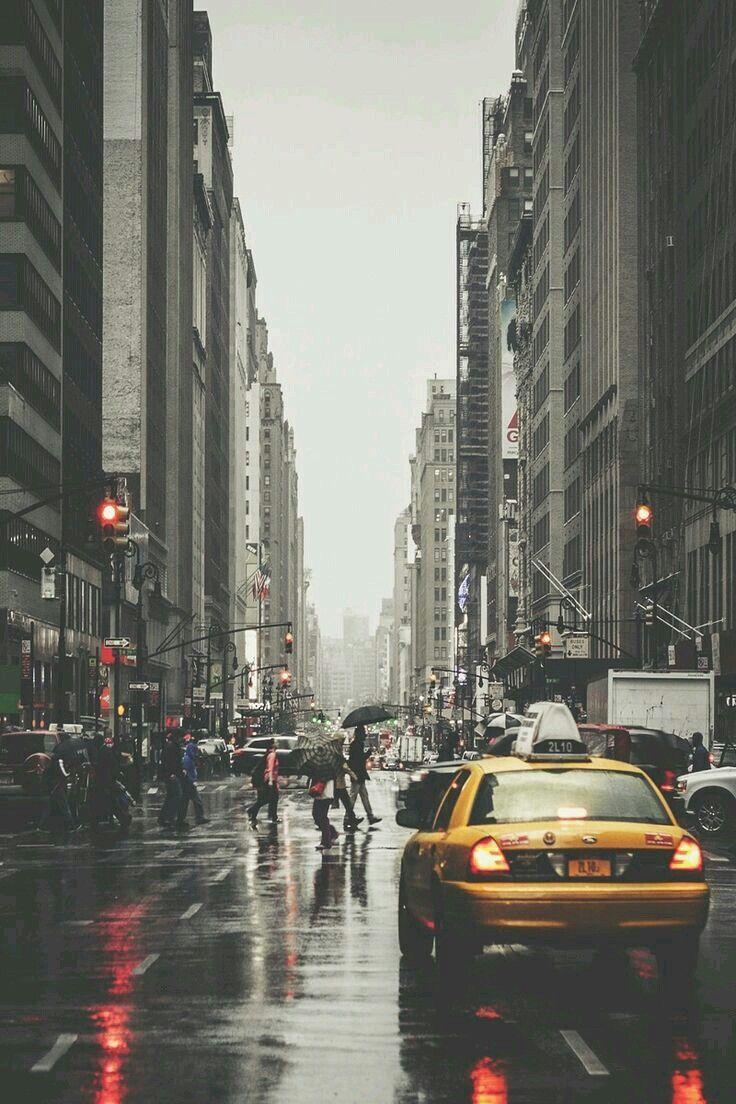 736x1104 New York City Rain. New york city, Street