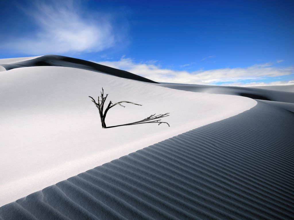 1024x768 Wallpaper white sand dunes, landscape