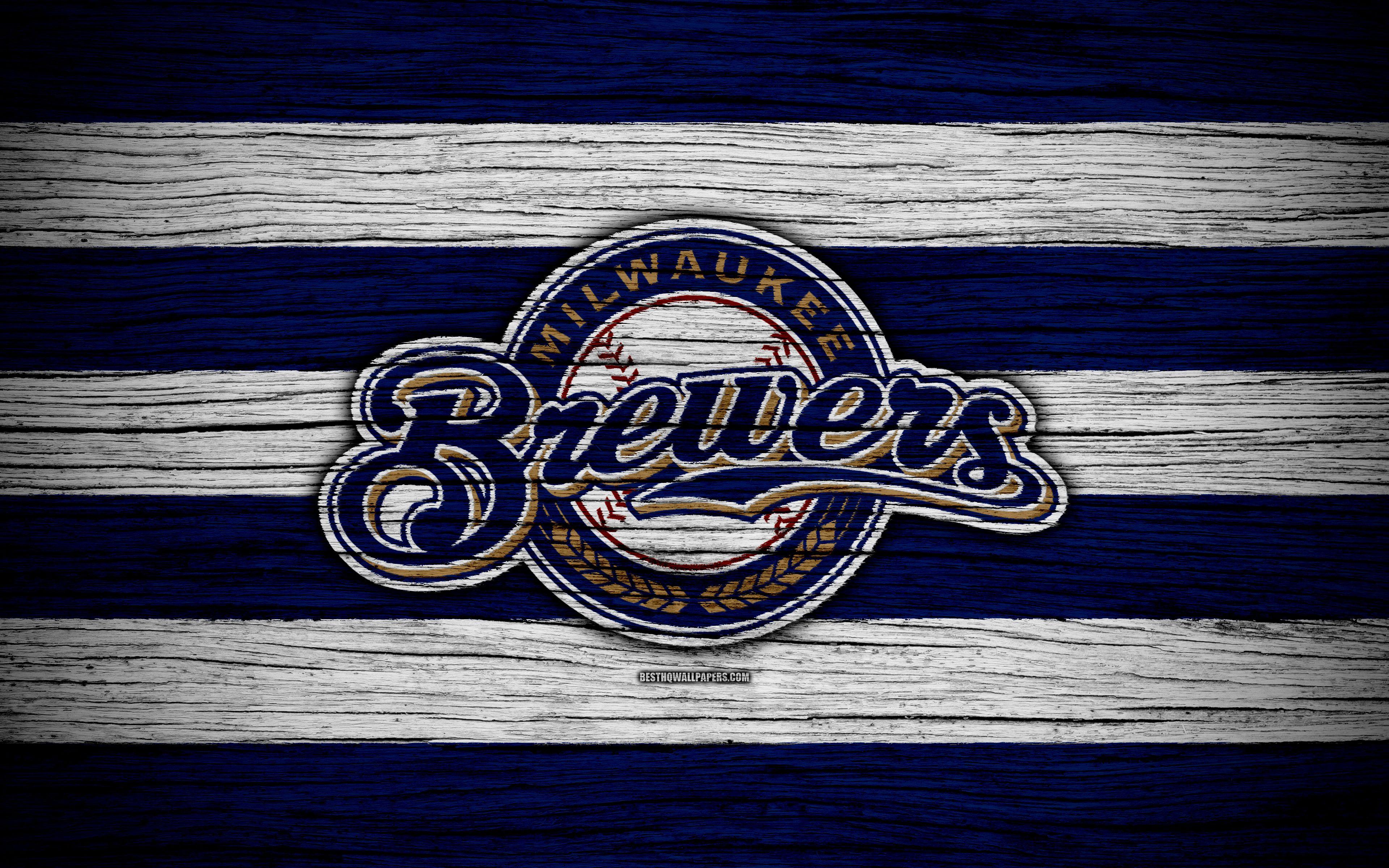 3840x2400 Download wallpaper Milwaukee Brewers, 4k, MLB, baseball