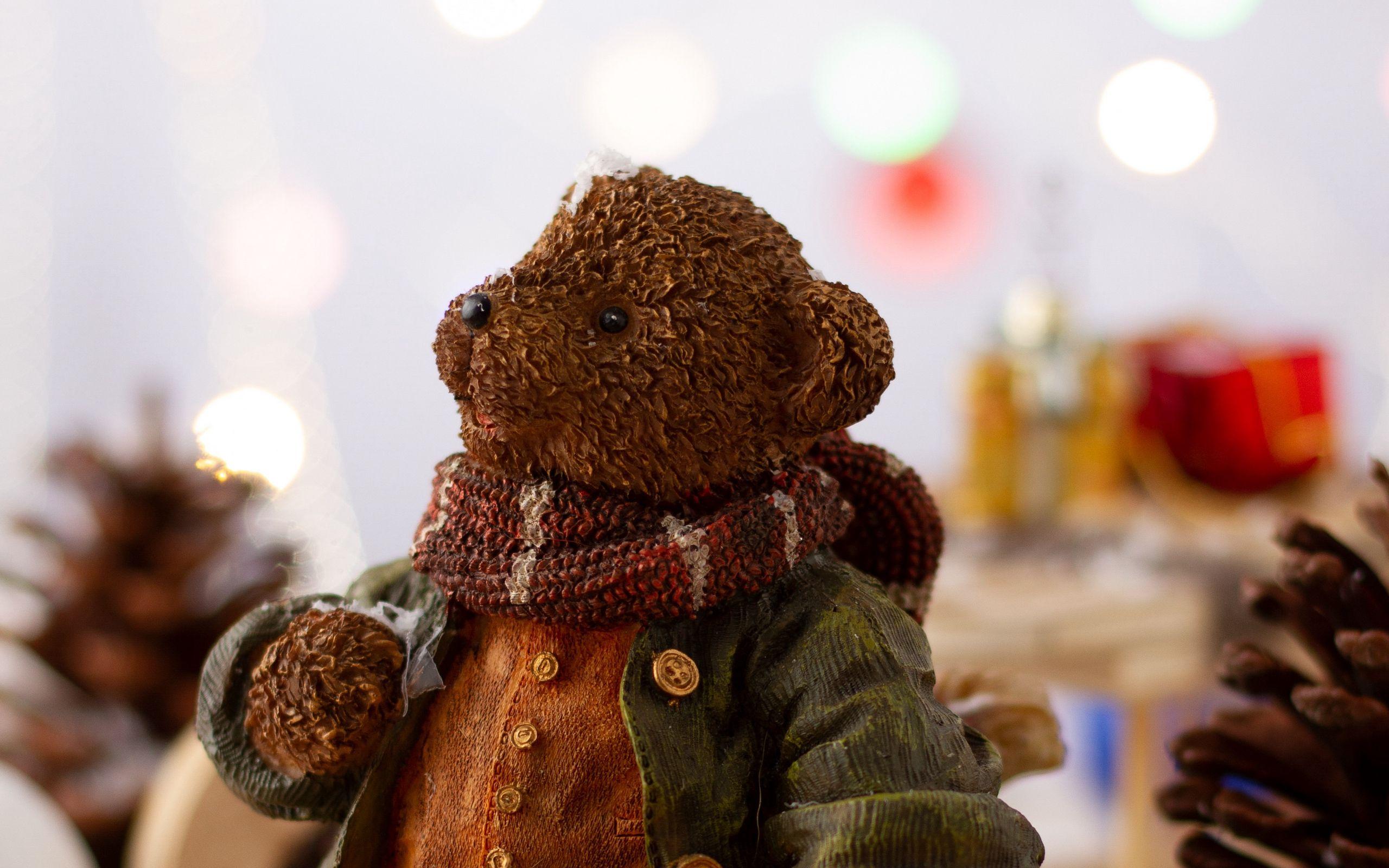 2560x1600 Download wallpaper 2560x1600 bear, figurine, christmas, new