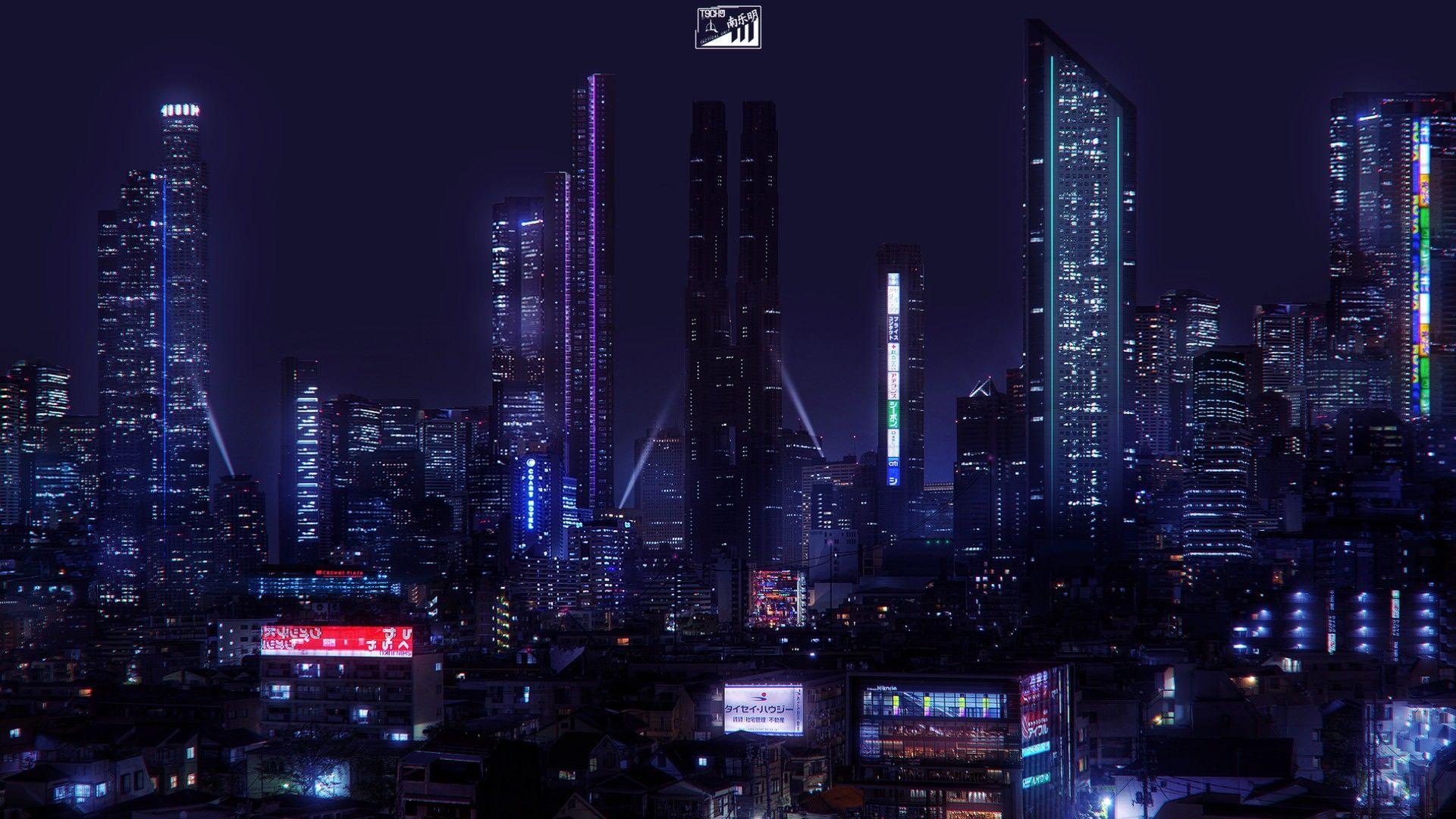 1920x1080 #neon, #cyberpunk, #Japan, #city, #futuristic city