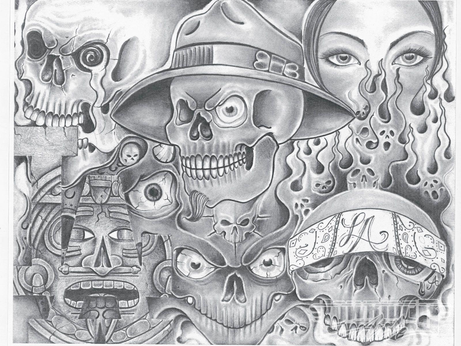 1600x1200 Lowrider Arte Hình nền đen trắng - Pencil Chicano