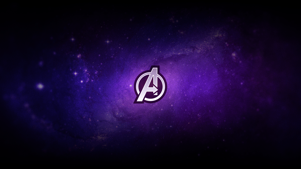 1280x720 Wallpaper Avengers, Logo, Purple, HD, Creative Graphics