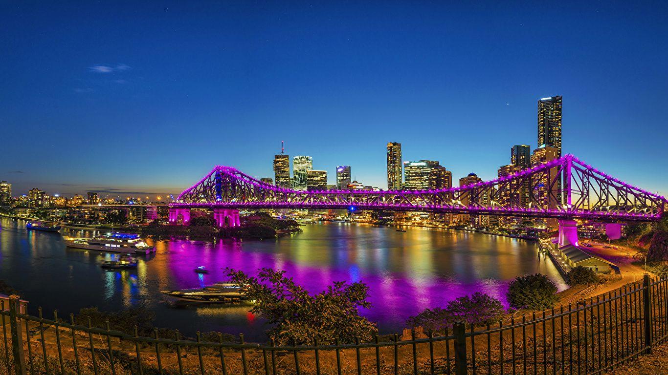 1366x768 Desktop Wallpaper Brisbane Australia Chinatown Bridges 1366x768