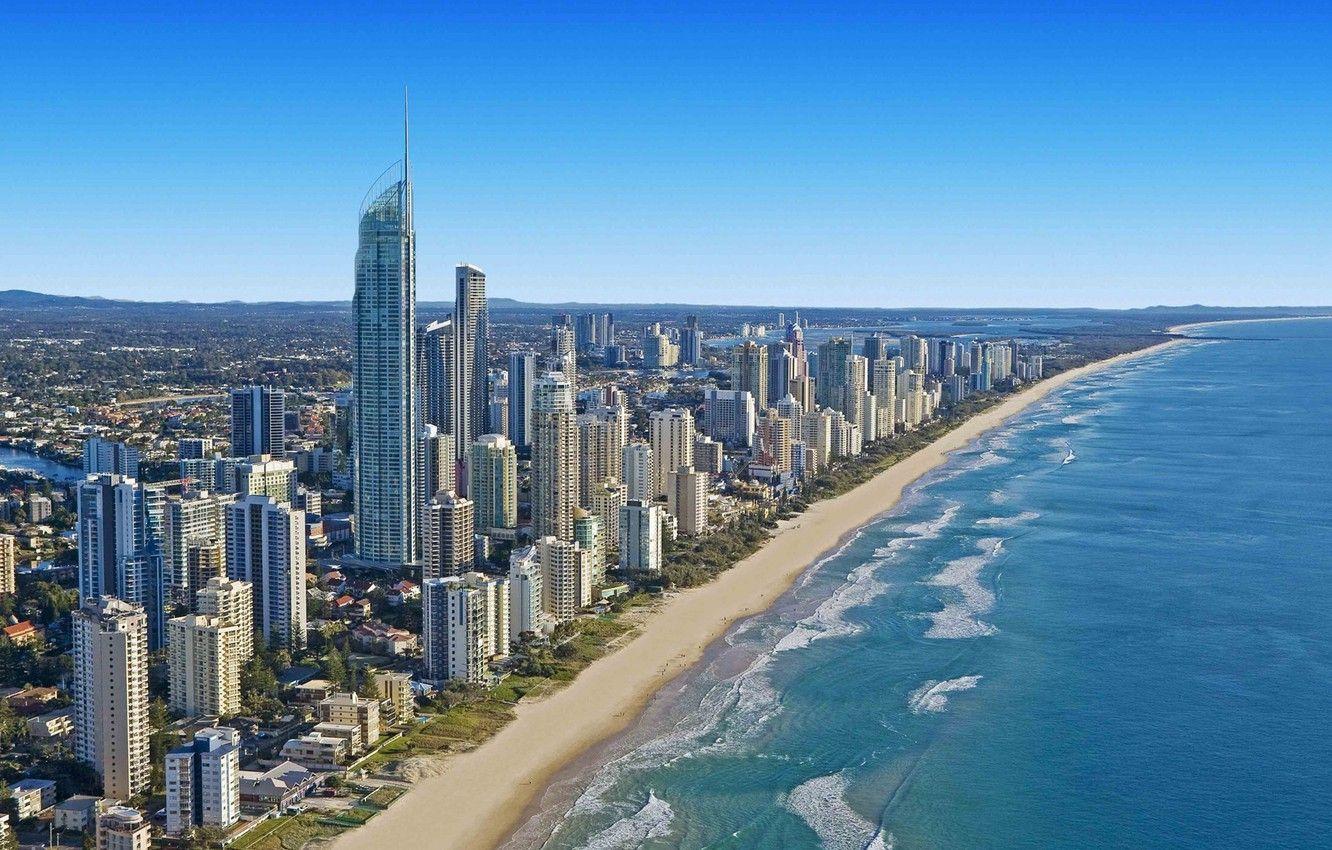 1332x850 Wallpaper beach, the city, the ocean, coast, skyscrapers