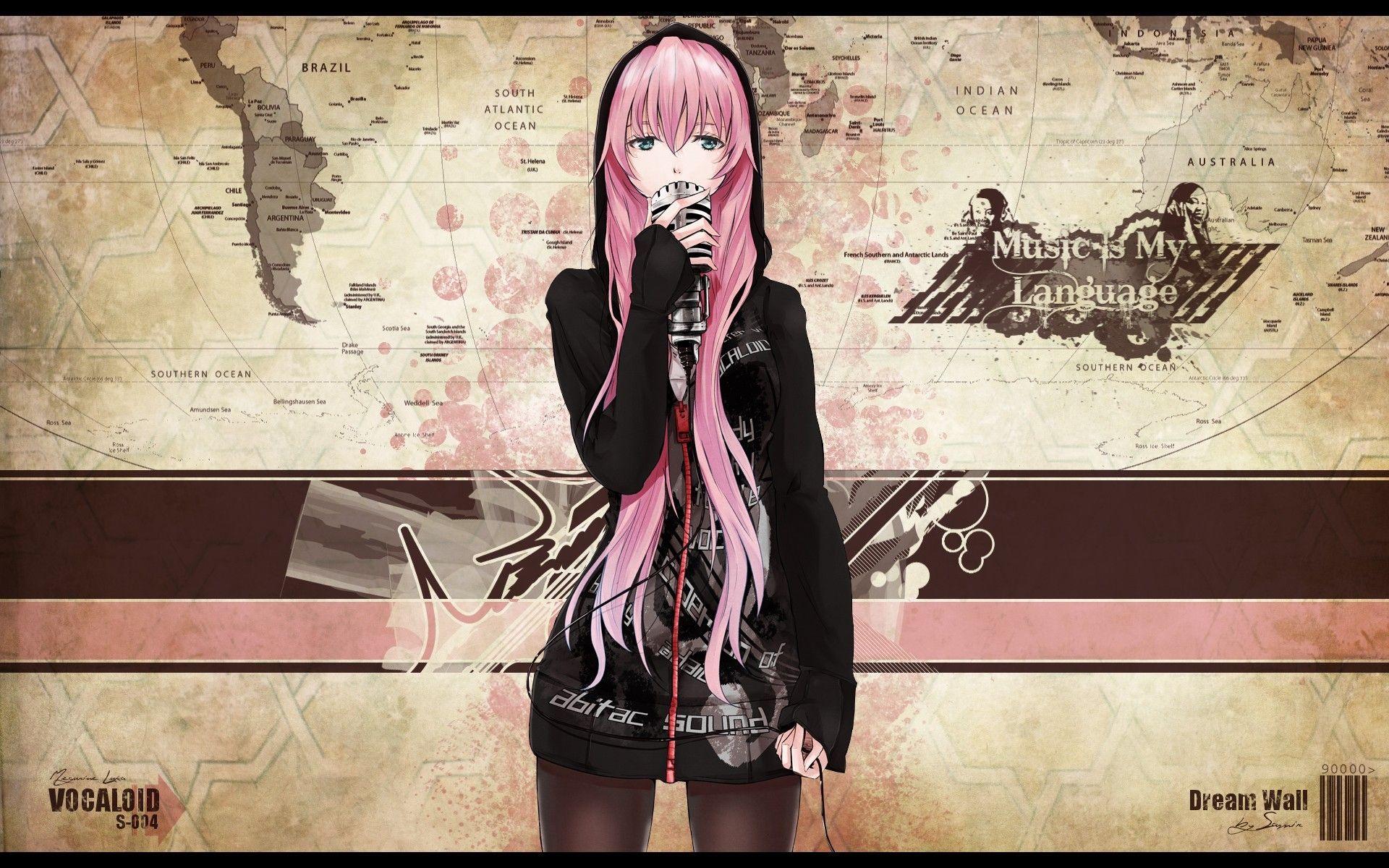 1920x1200 Music And Pink Hair Girl Anime HD 3906 Full HD Wallpaper Desktop