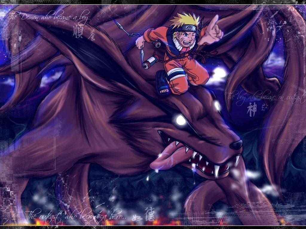 1024x768 desktop HD naruto nine tailed fox wallpaper