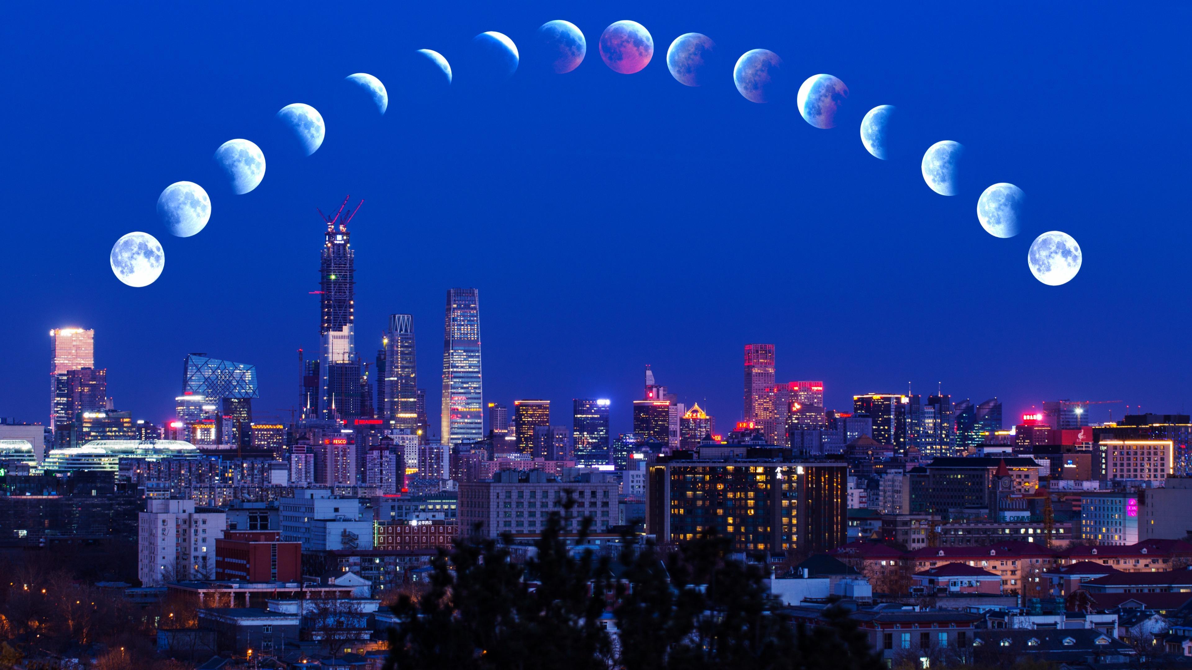 3840x2160 Total Lunar Eclipse In Beijing Wallpaper. Wallpaper Studio 10