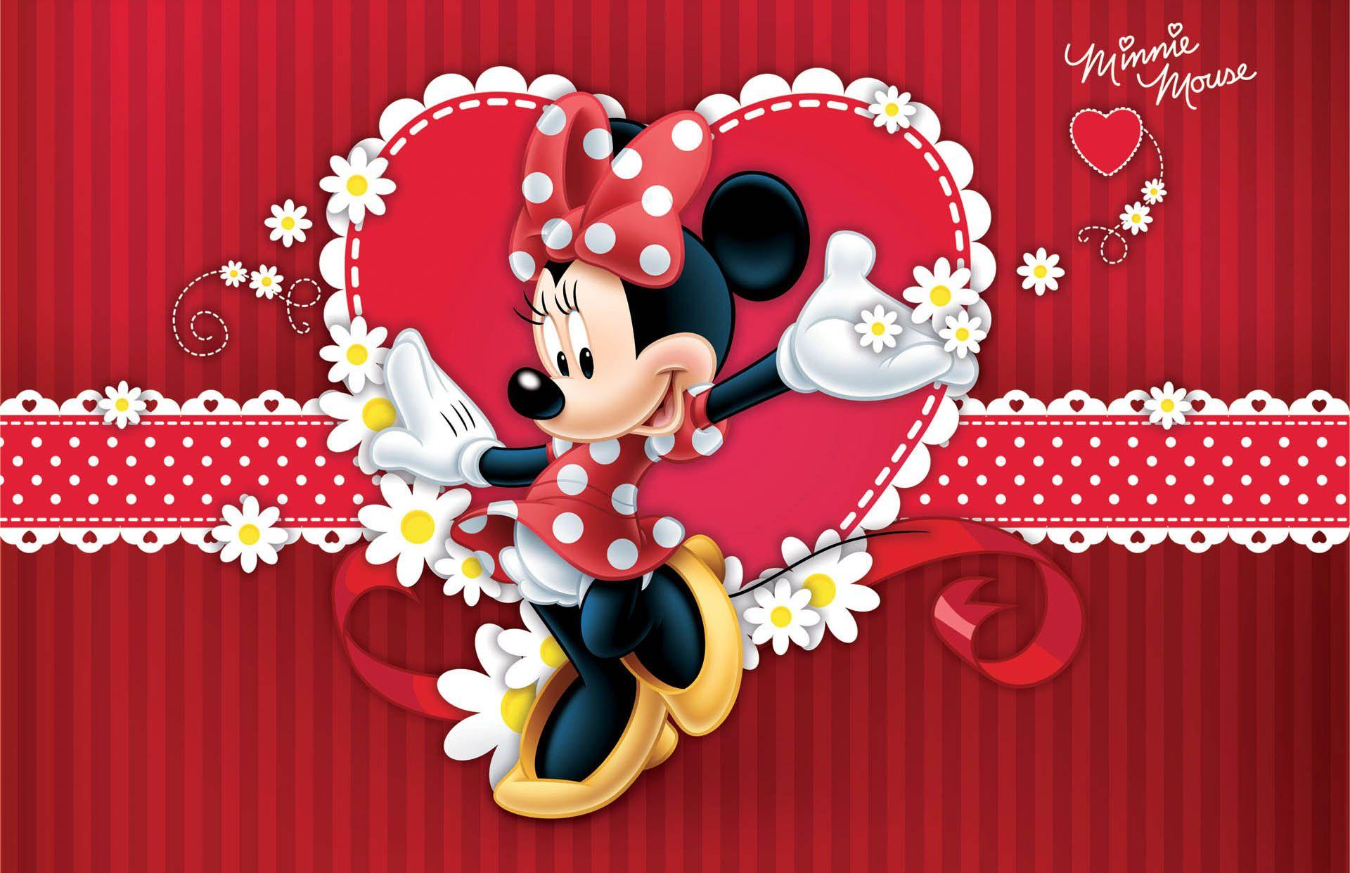 DI0992 Red Disney Minnie Mouse Rainbow Wallpaper