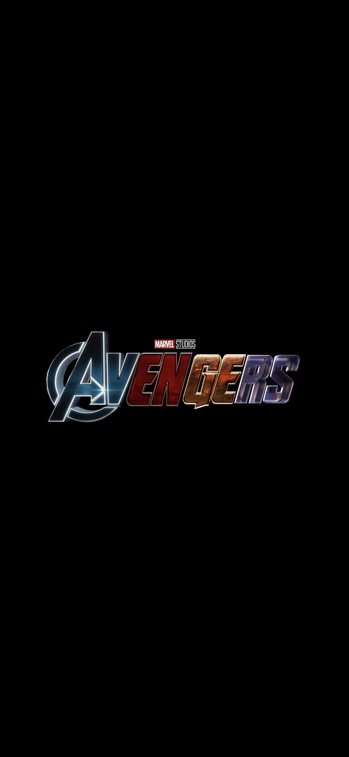 Hình nền điện thoại 1125x2436 với tất cả bốn biểu tượng Avengers được hàn lại với nhau