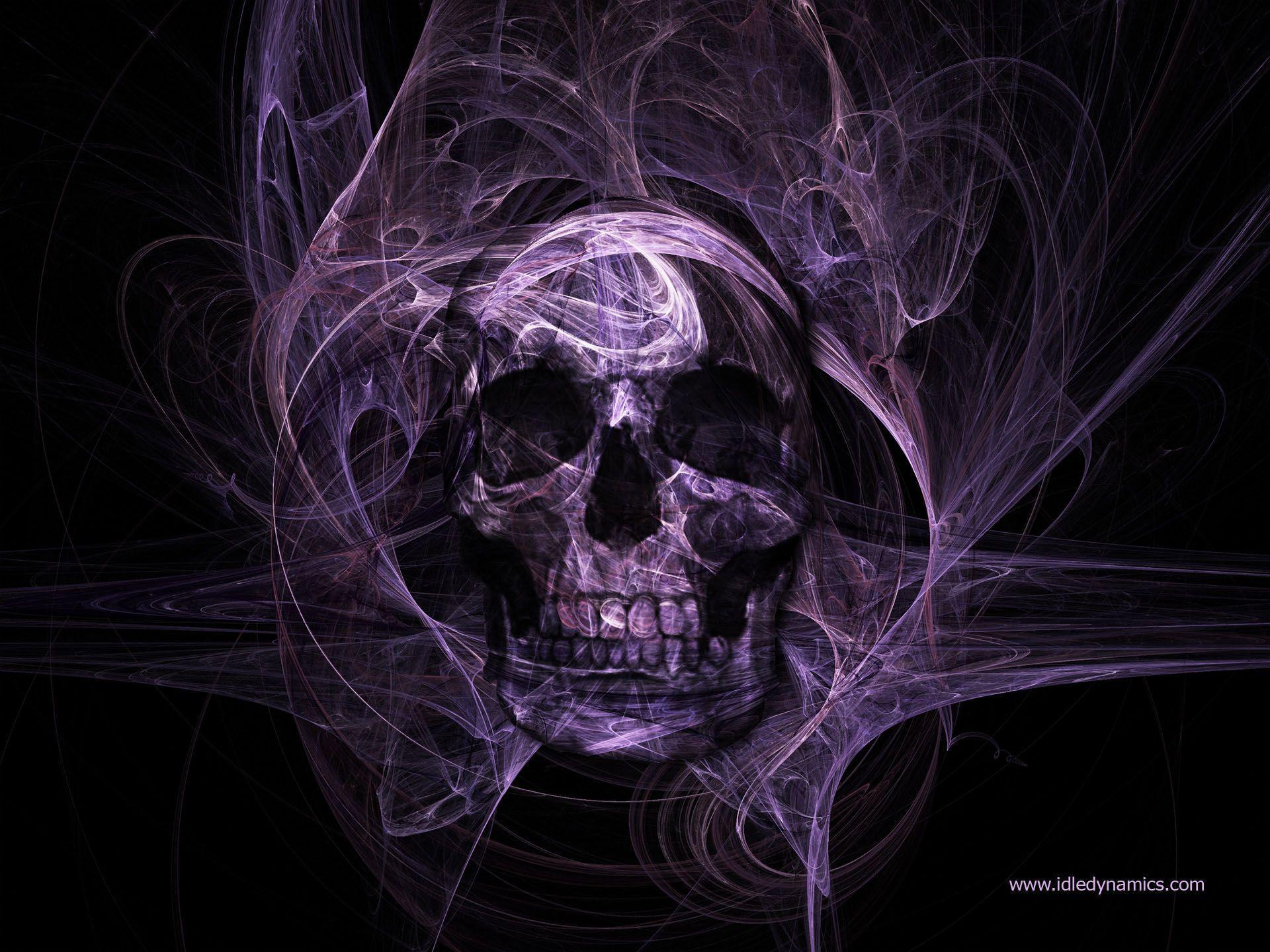 Anime girl purple eyes dark skull wallpaper background - Wallpapers