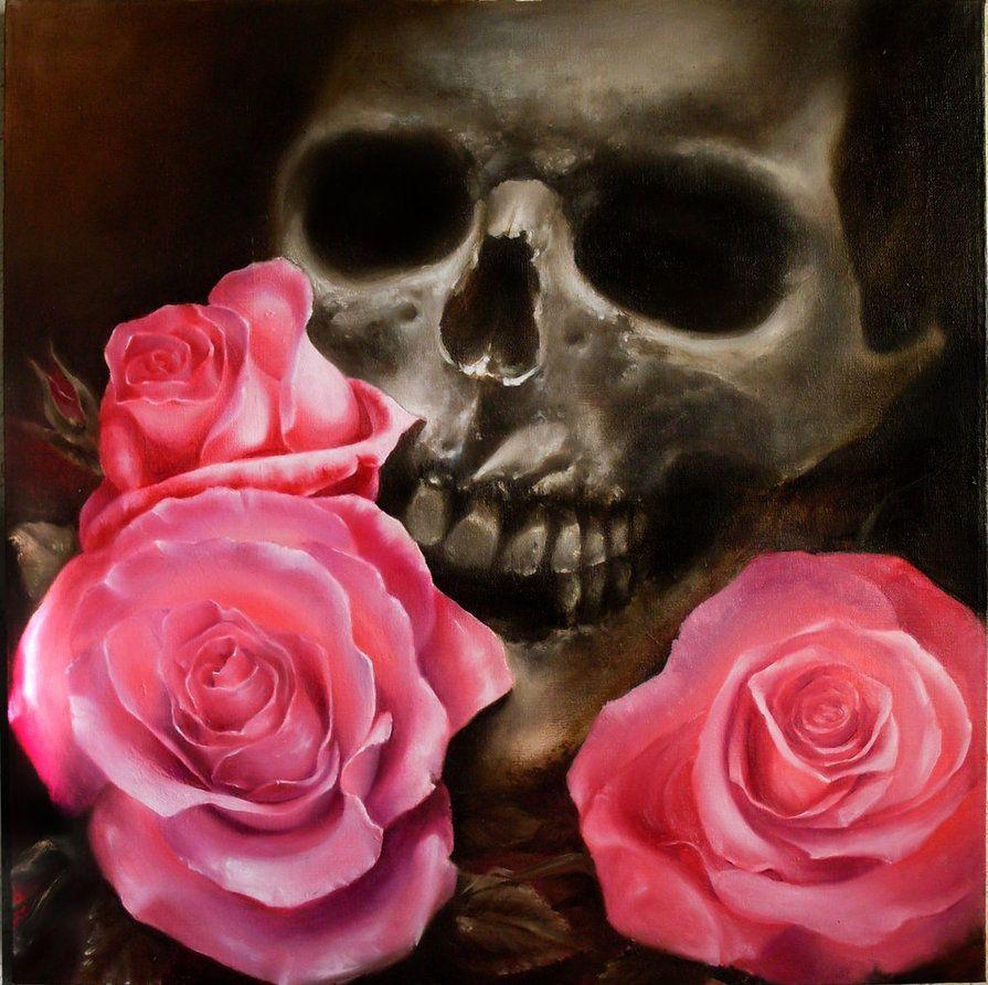 895x893 Skull And Roses Wallpaper