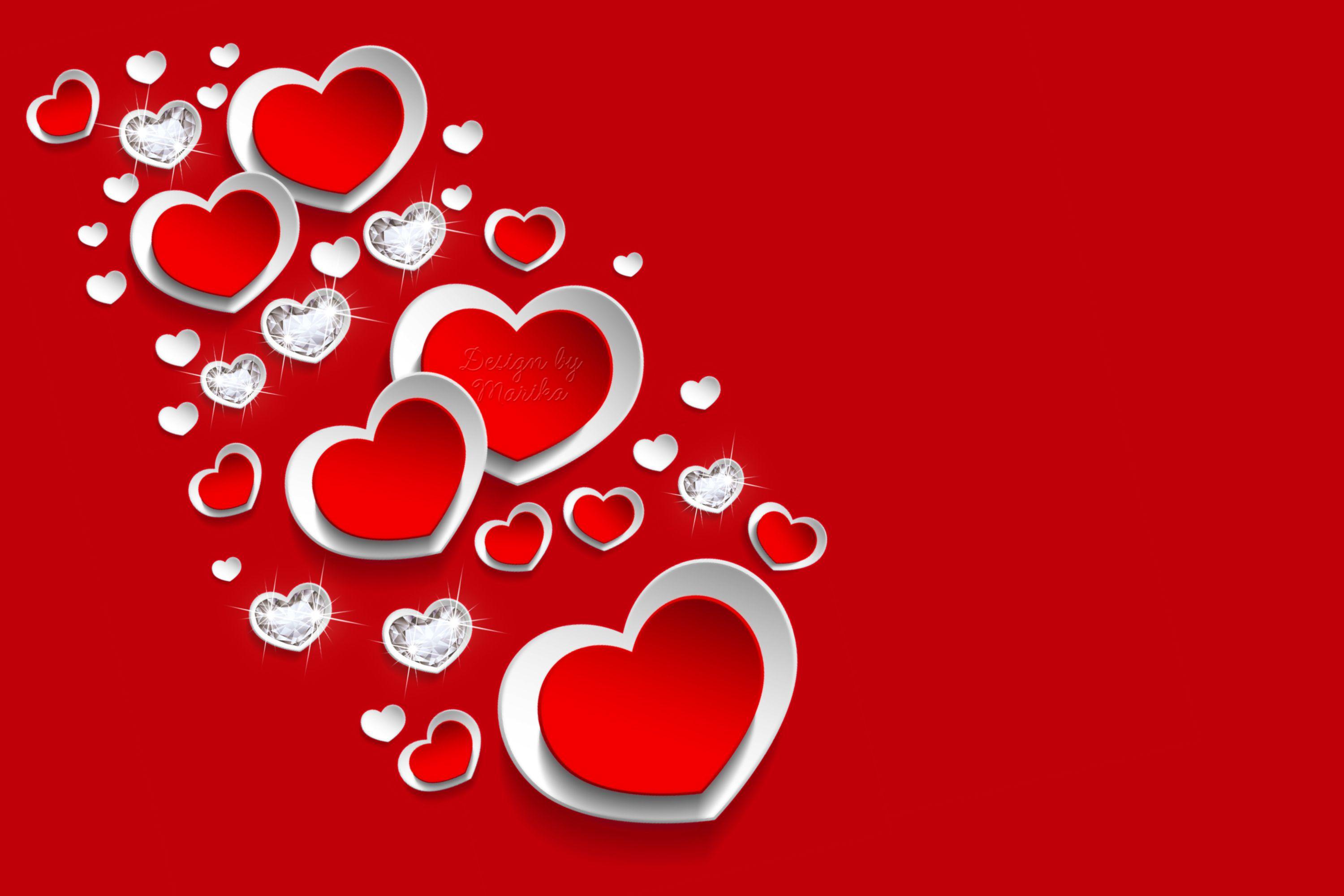 3000x2000 Desktop Wallpaper Heart Design by Marika diamonds Red 3000x2000
