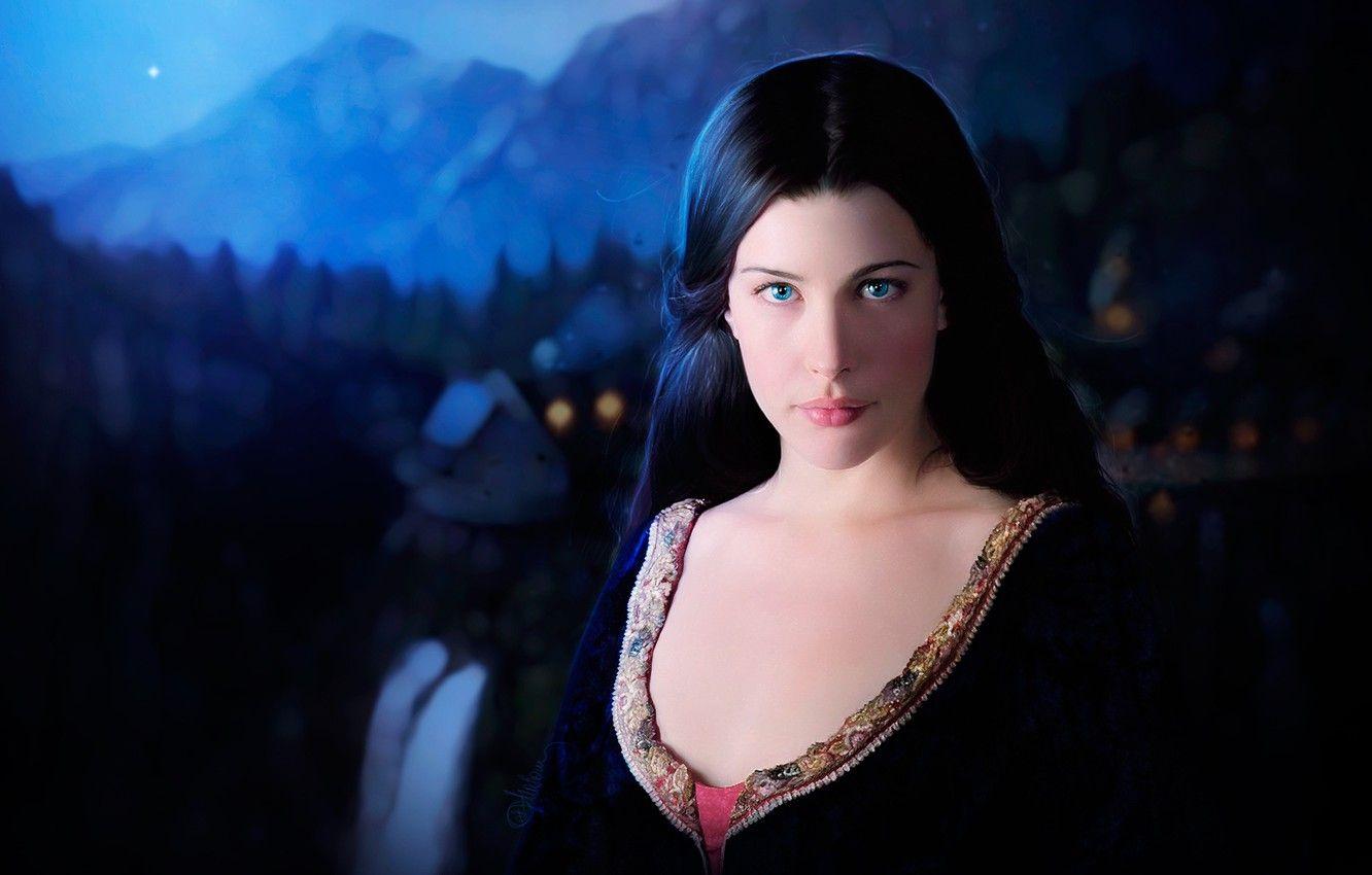 1332x850 Wallpaper girl, night, elf, The Lord of the Rings, Arwen