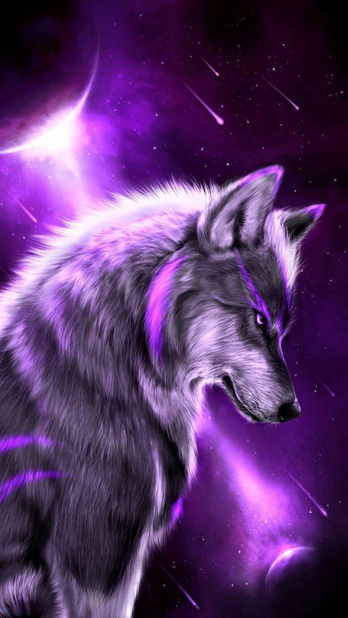 Moon Purple Wolf Wallpaper