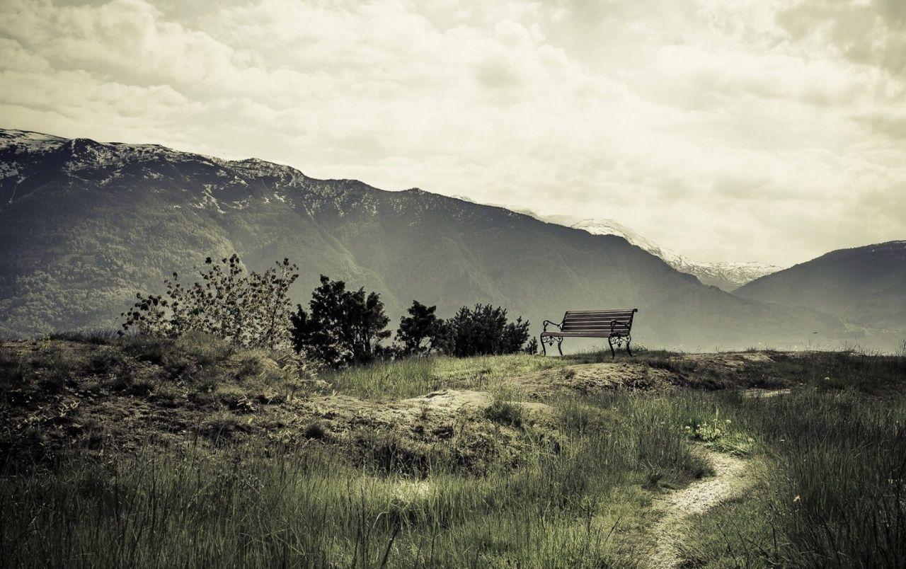 1280x804 Chill Out Bench Mountains wallpaper. Chill Out Bench